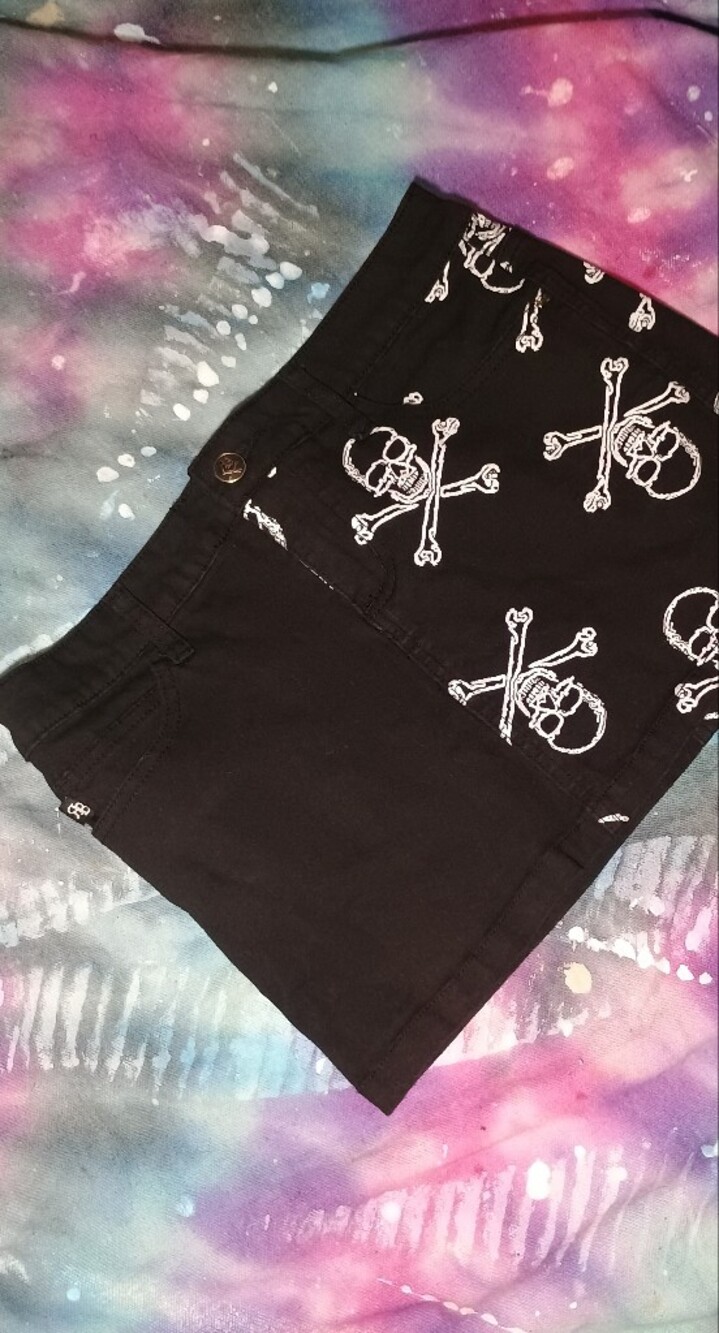 Royal Bones Denim Skirt